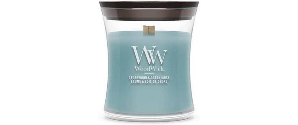Woodwick Bougie parfumée Cedarwood & Ocean Moss Mini Jar