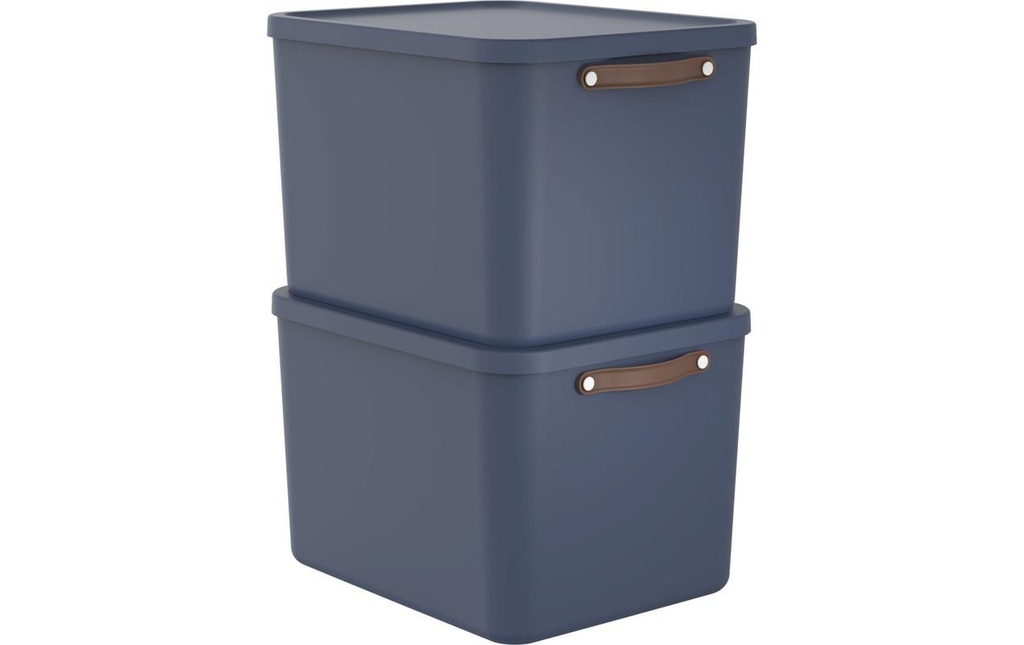 Rotho Boîte de rangement MALOJA 55 l, bleu, 2 pièces