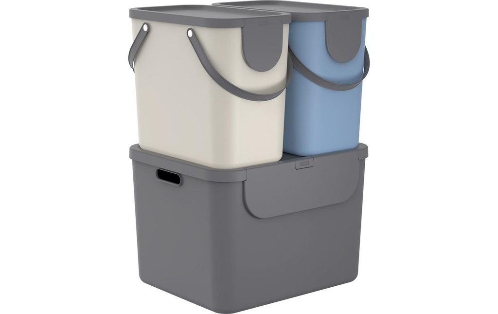 Rotho Bacs de recyclage ALBULA 3 pcs. 105 l, Bleu/Anthracite