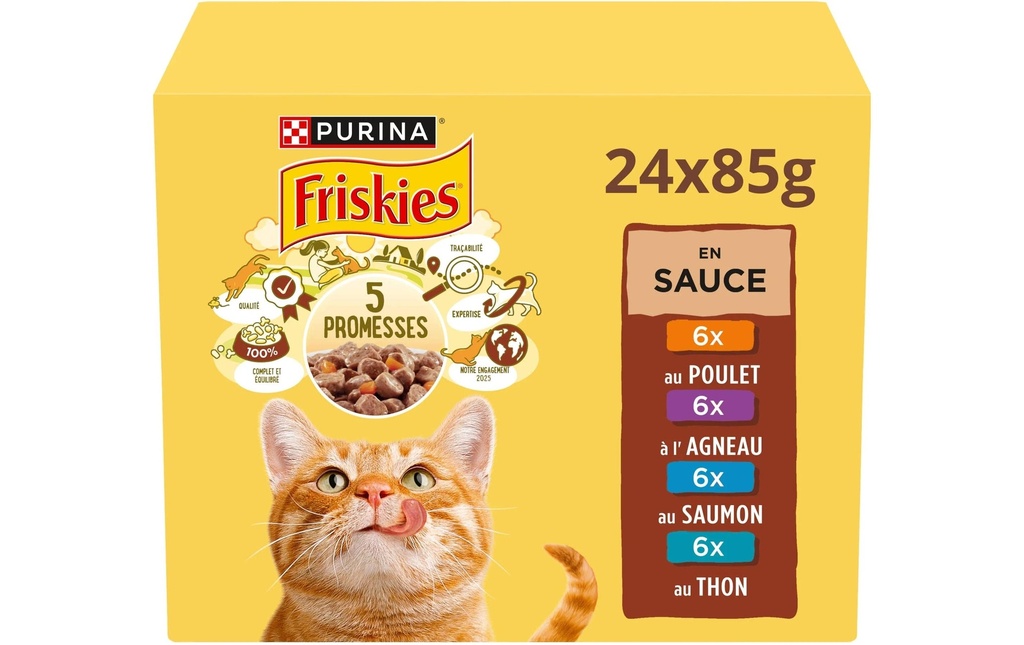 Purina Friskies Alimentation humide Adult Viande Poisson en sauce 24 x 85 g