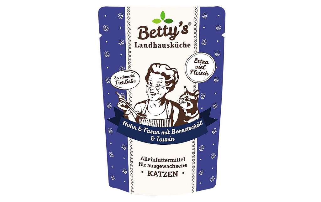 Betty's Landhausküche Alimentation humide Poulet et faisan à l'huile de bourrache 100 g