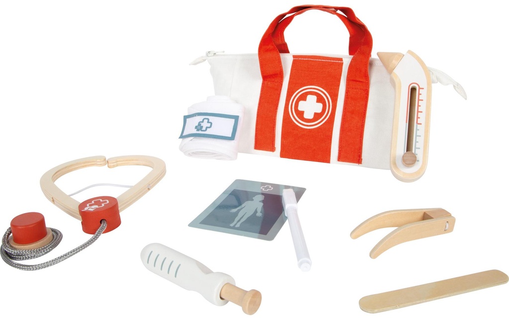 small foot Kit de jeu sac de médecin Rouge