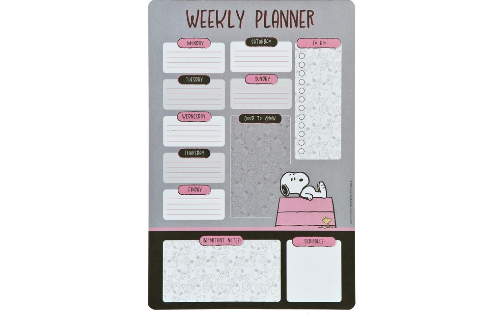 Undercover Agendas bloc-notes hebdomadaires Peanuts 52 feuilles, 19 x 28 cm