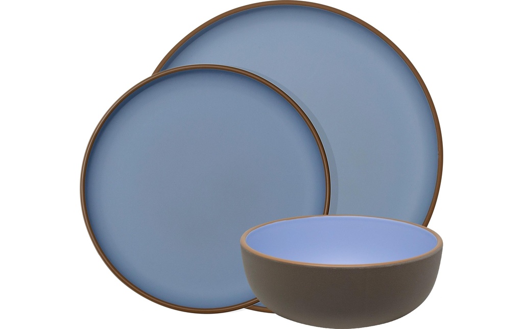 Eurotrail Florence Set de vaisselle 12 pièces Bleu clair/taupe