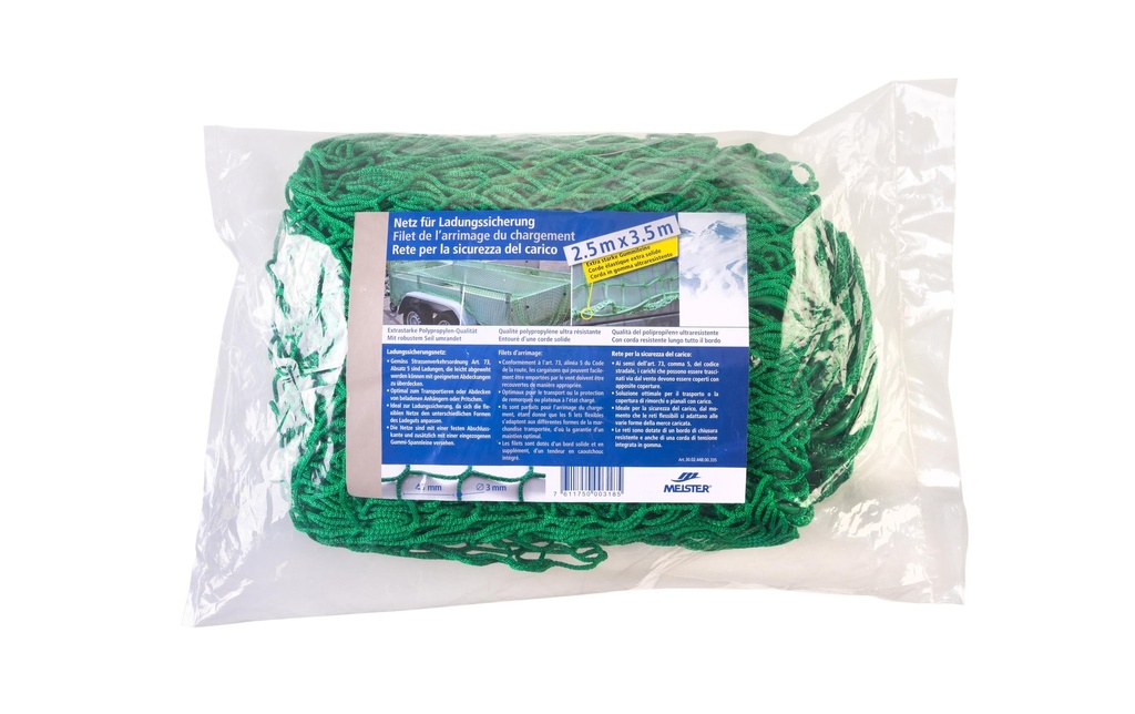 Meister Filet de remorque sans nœuds, Ø 3 mm / 2.5 x 3.5 m, vert