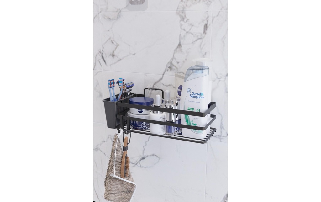 Hermia Étagère de douche, lot de 2 Noir