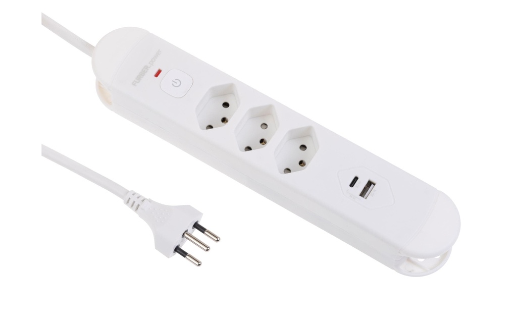 FURBER.power Bloc multiprises Tuttovario 3 x T13, 1 x USB C, 1 x USB A