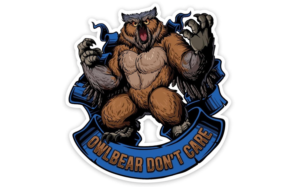 Glass Staff Autocollant Owlbear Don't Care Bleu