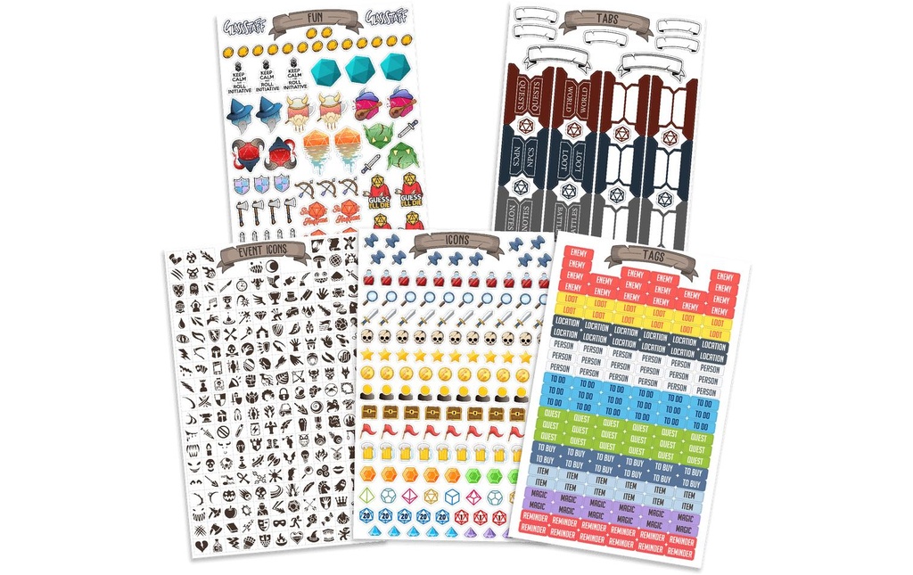 Glass Staff Sticker TTRPG Carnet de notes Ministicker Multicolore