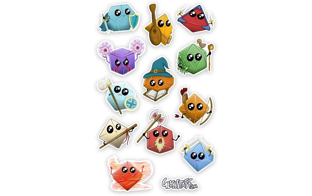 Glass Staff Sticker Kawaii Dice Classes Multicolore
