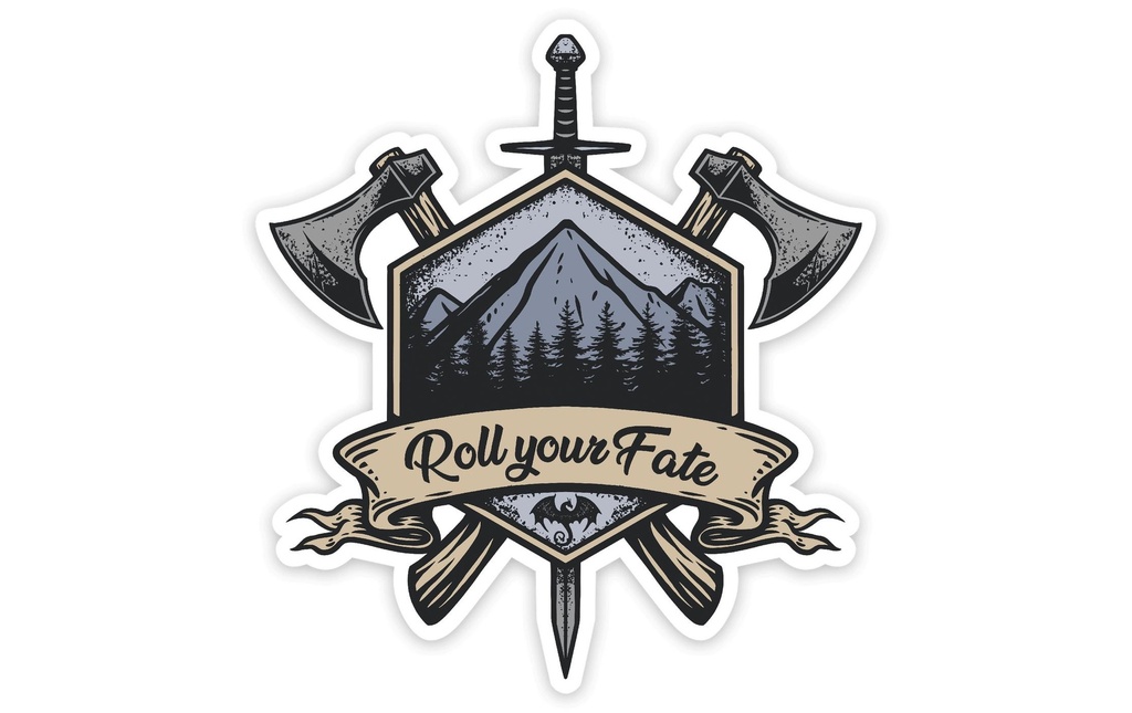 Glass Staff Roll Your Fate Sticker Gris