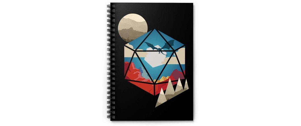 Glass Staff d20 World Spiral Notebook Noir/Multicolore