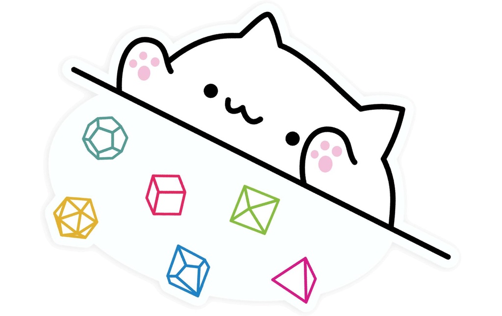 Glass Staff Bongo Dice Cat Sticker Blanc