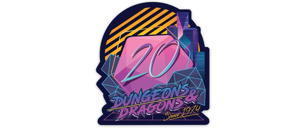 Glass Staff Sticker Holographic Retro D20 Multicolore