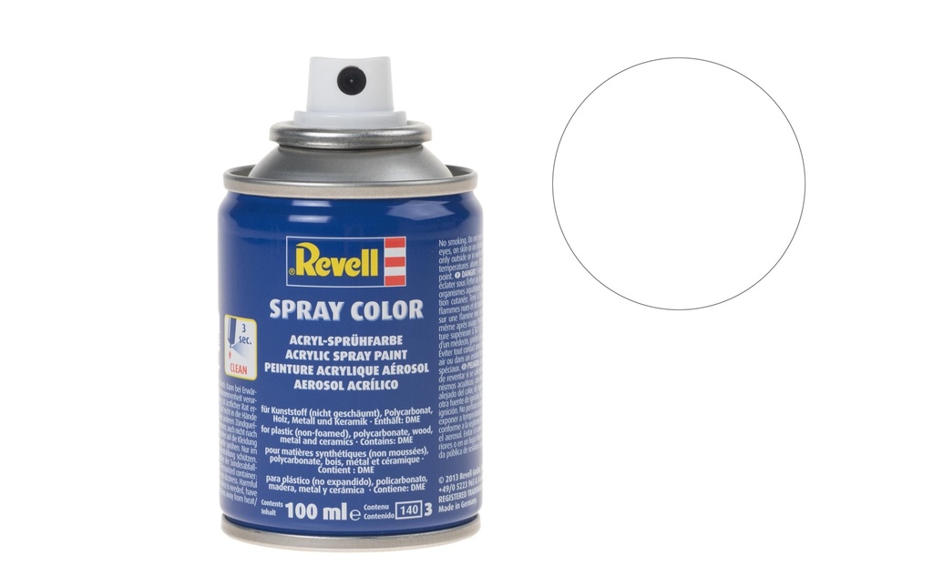 Revell Acrylique en bombe 100 ml Couvrant/Satiné mat-Blanc mat