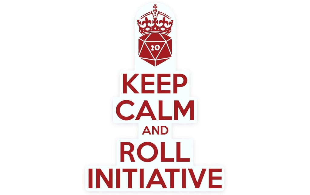 Glass Staff Keep calm & Roll Initiative Sticker Rouge