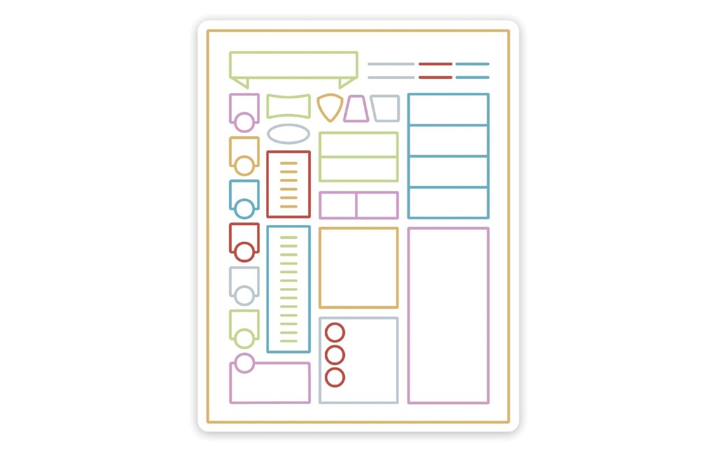 Glass Staff Autocollant Minimal Character Sheet Multicolore/blanc