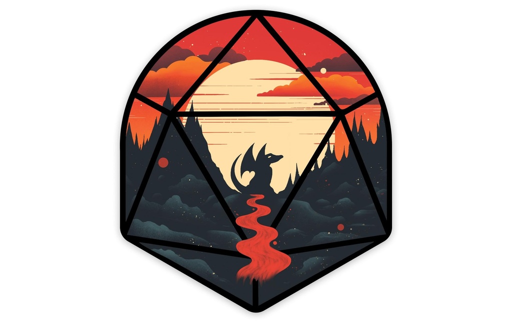 Glass Staff Autocollants Young Dragon d20 rouge/noir
