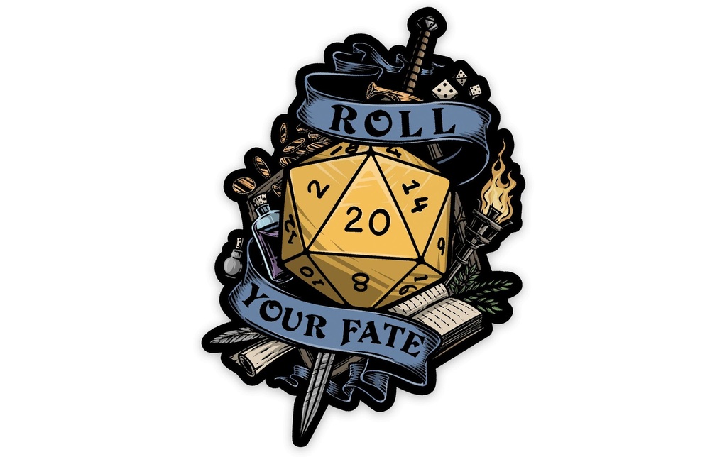 Glass Staff Autocollants Roll Your Fate 2 Noir