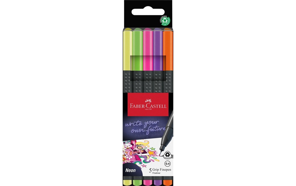 Faber-Castell Fineliner Kit de prise en main Néon 0,4 mm, 5 pièces