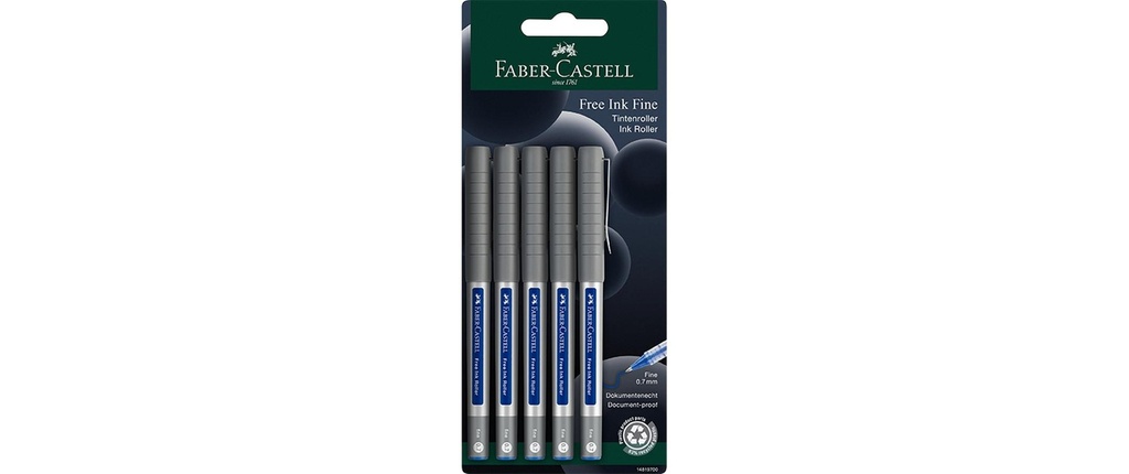 Faber-Castell Stylo à bille roulante Free Ink fine 0.4 mm, Gris
