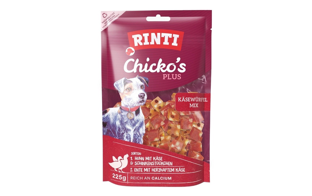 Rinti Collation Mélange de cubes de fromage Chickos Plus 225 g