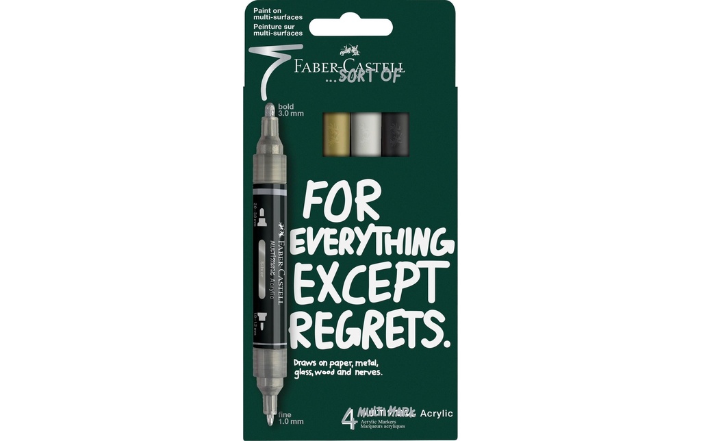 Faber-Castell Marqueur acrylique Multimark Set Classic, Pointe double, 4 pcs