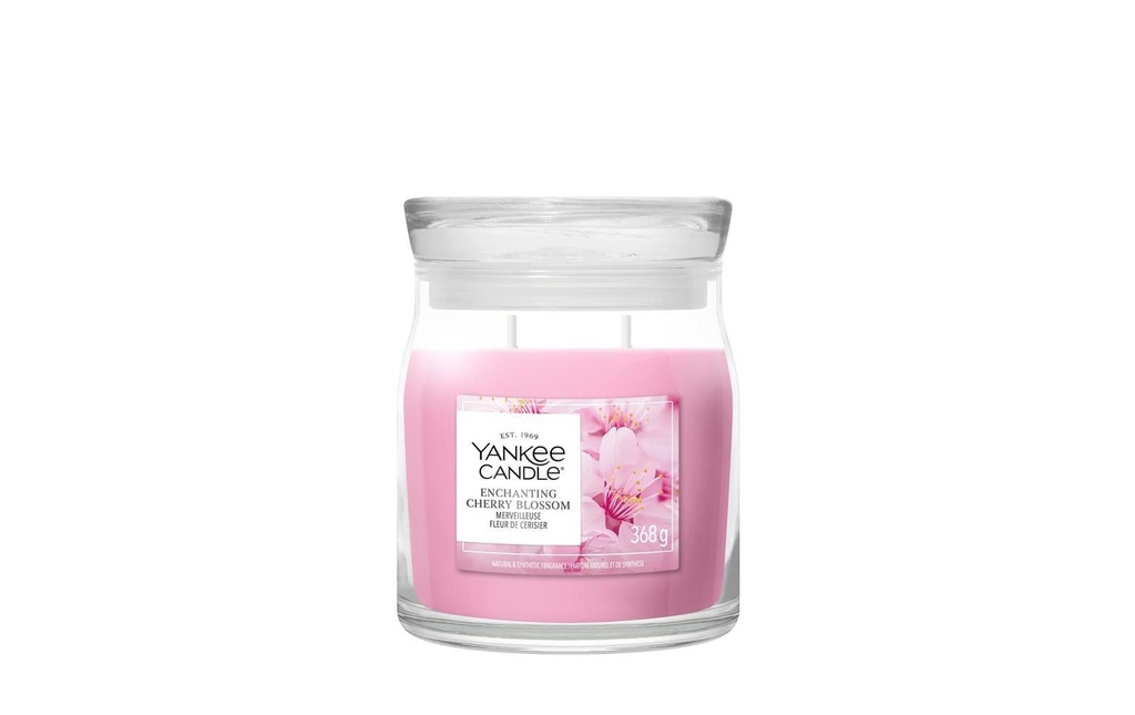 Yankee Candle Signature Bougie parfumée Enchanting Cherry Blossom Signature Medium Jar