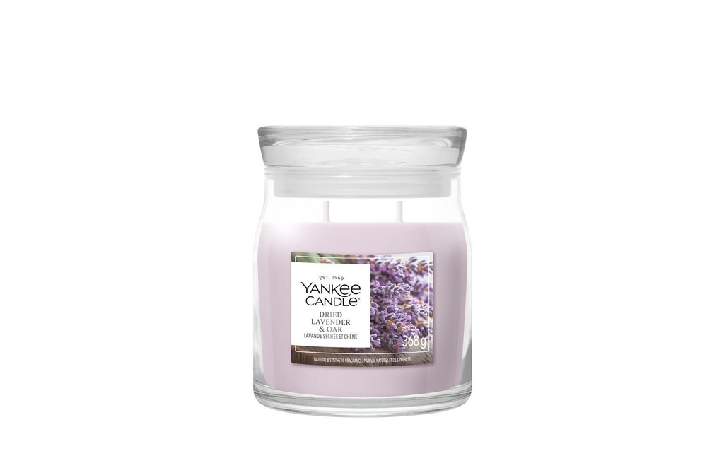 Yankee Candle Signature Bougie parfumée Dried Lavender & Oak Signature Medium Jar