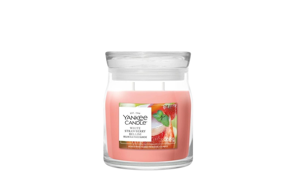 Yankee Candle Signature Bougie parfumée White Strawberry Bellini Signature Medium Jar