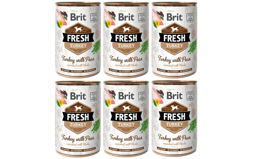 Brit Alimentation humide Turkey frais aux pois 6 x 400 g