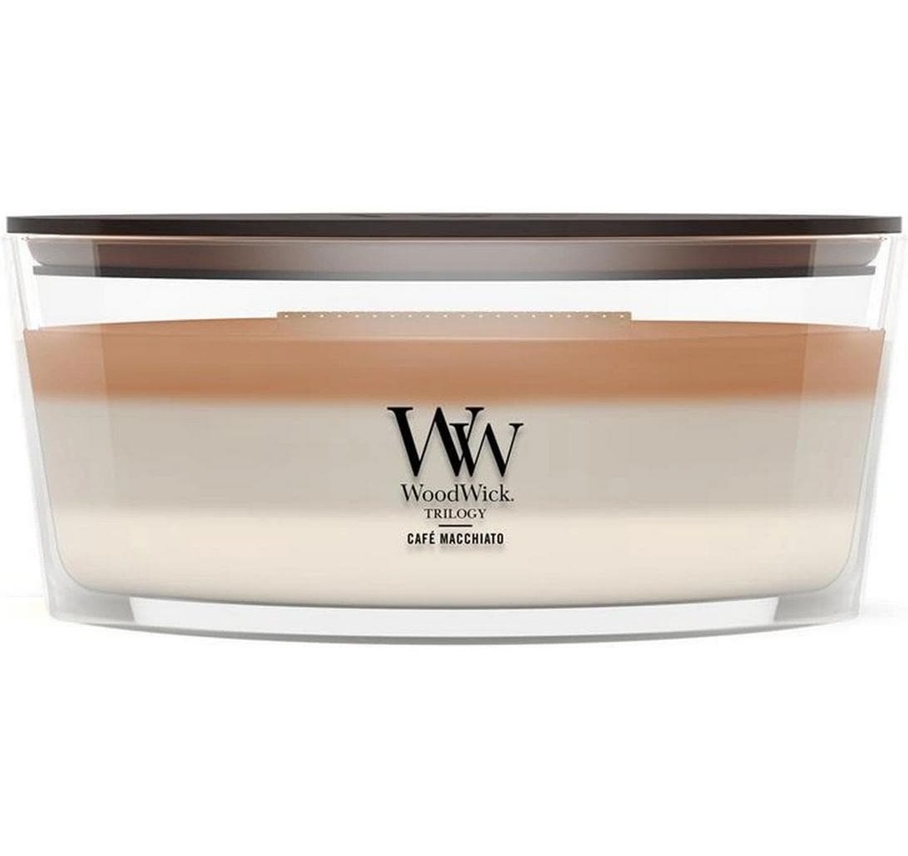 Woodwick Bougie parfumée Café Macchiato Trilogy Ellipse
