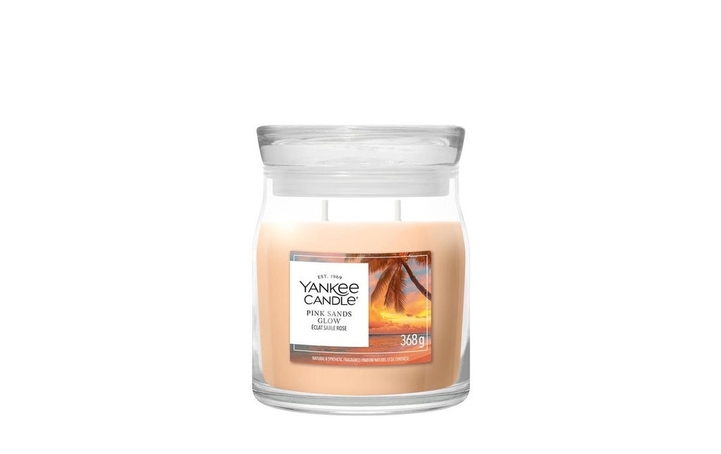 Yankee Candle Signature Bougie parfumée Eclat Sable Rose Signature Medium Jar