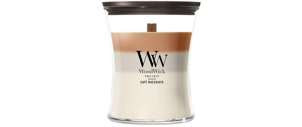 Woodwick Bougie parfumée Café Machiatto Trilogy Medium Jar