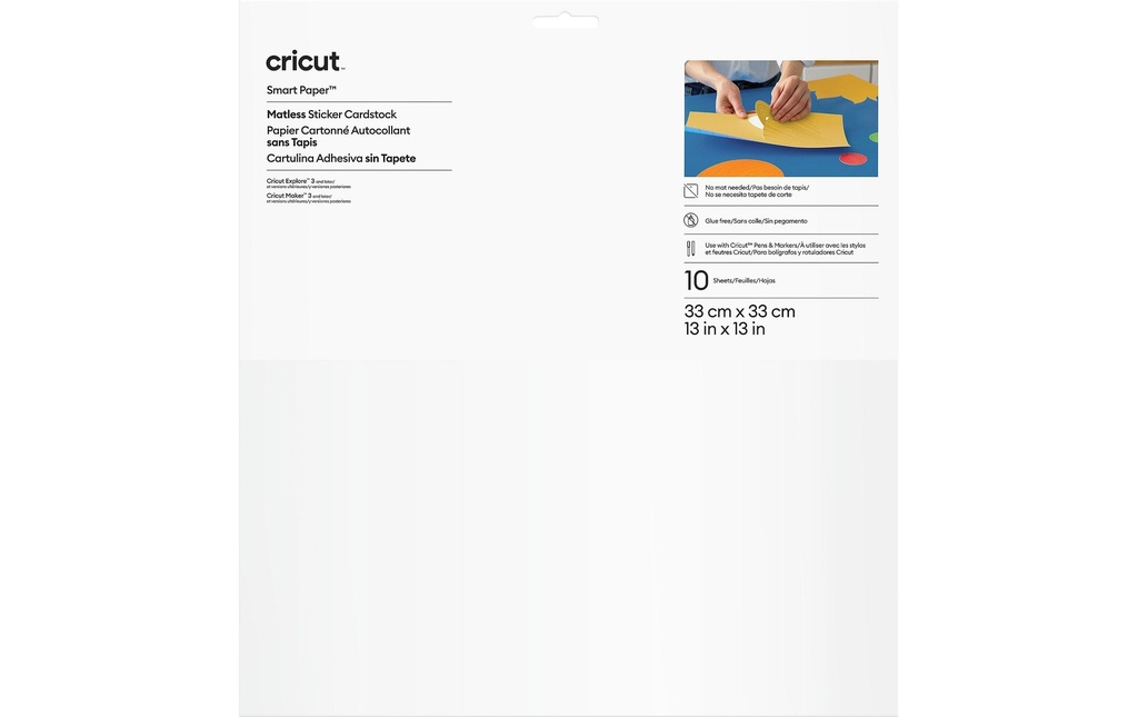 Cricut Papier autocollant Smart 33 x 33 cm, 10 feuilles, Blanc