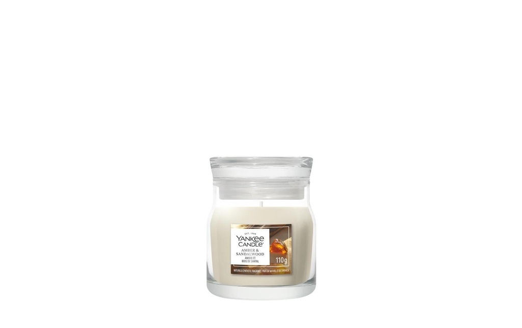 Yankee Candle Signature Bougie parfumée Amber & Sandalwood Signature Small Jar