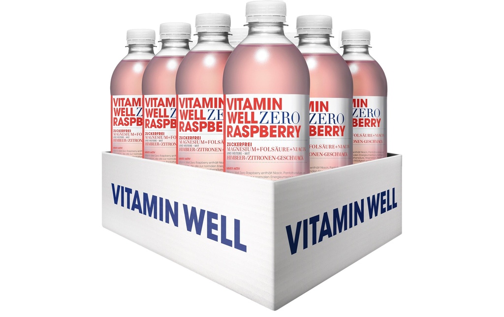 VITAMIN WELL Boisson sportive Zero Raspberry 12 x 0,5 l, sans sucre