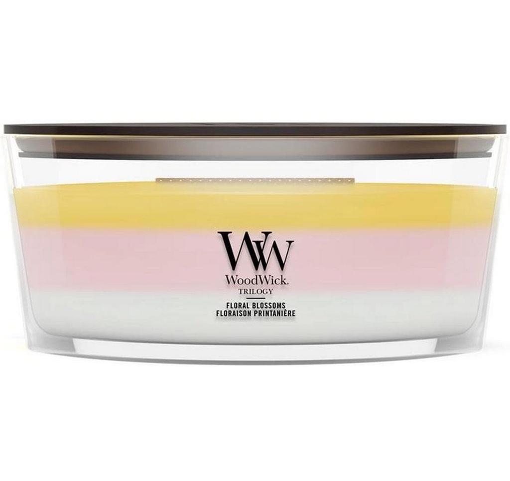 Woodwick Bougie parfumée Floral Blossoms Trilogy Ellipse