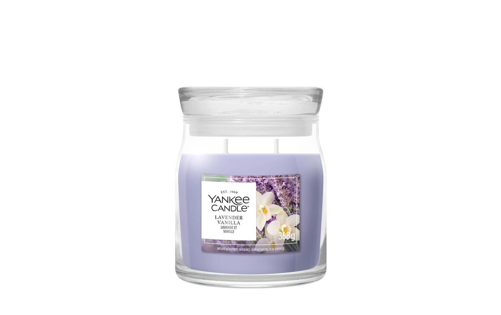 Yankee Candle Signature Bougie parfumée Lavender Vanilla Signature Medium Jar