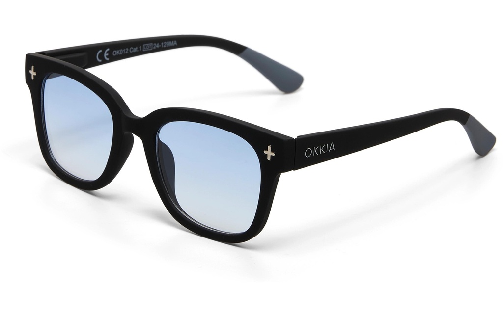 OKKIA Lunettes de soleil Giovanni noir, lentille bleue