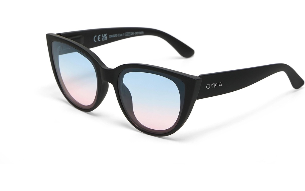 OKKIA Lunettes de soleil Silvia noir, lentille bleue rose