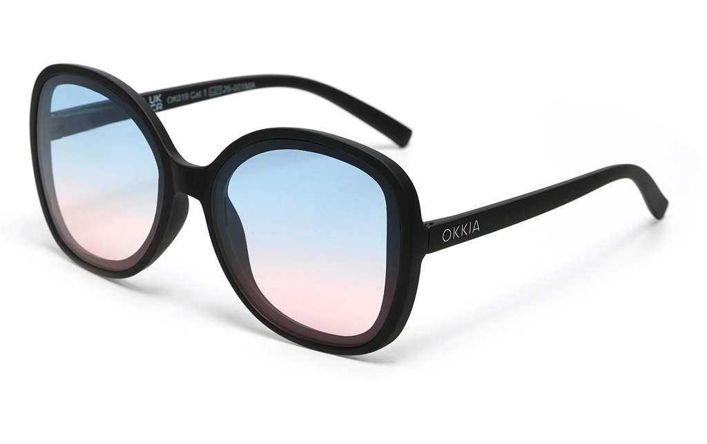 OKKIA Lunettes de soleil Anna noir, lentille bleue rose