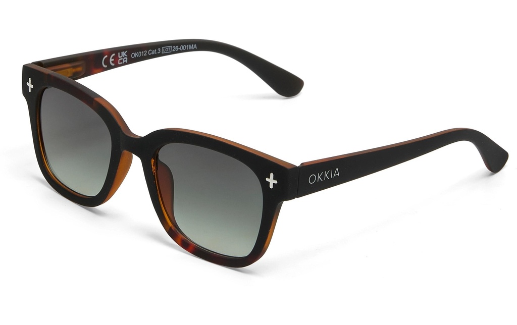 OKKIA Lunettes de soleil Giovanni Noir Havane, Lentille verte