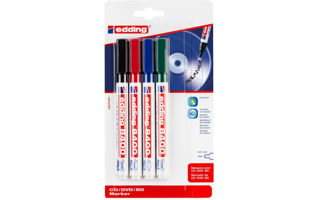 EDDING Marqueur CD 8400 étui de 4 (4 pces)