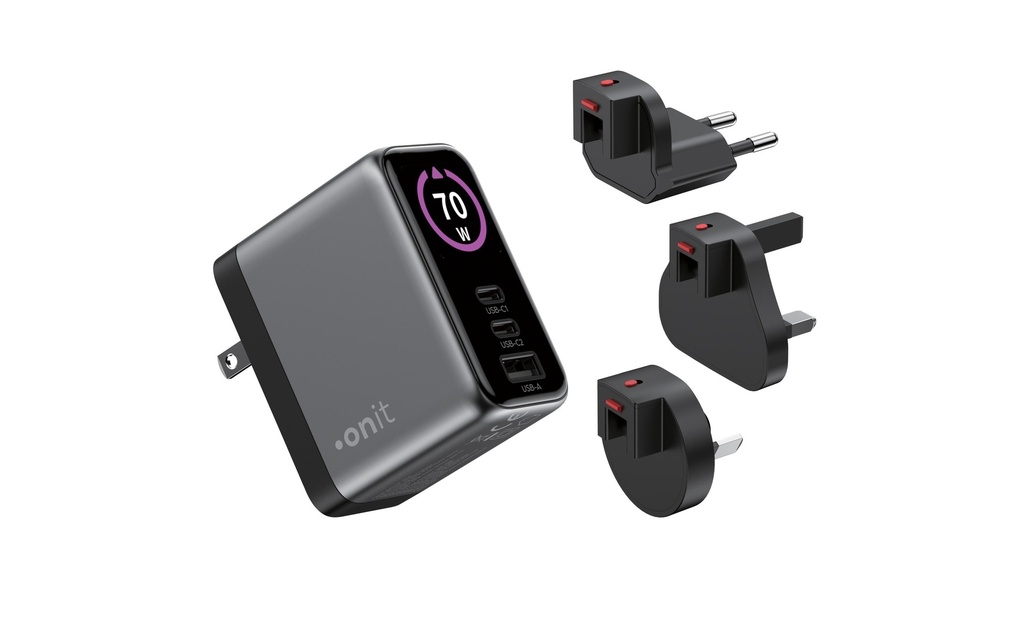 onit Chargeur mural USB Travel 2C1A 70 W GaN