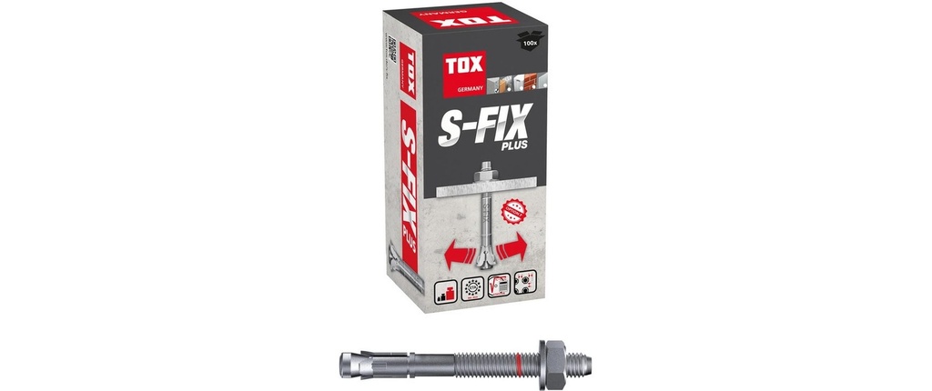 Tox-Dübel Ancoraggio a cuneo S-Fix Plus M8 x 75/5+18 mm (100 pcs)