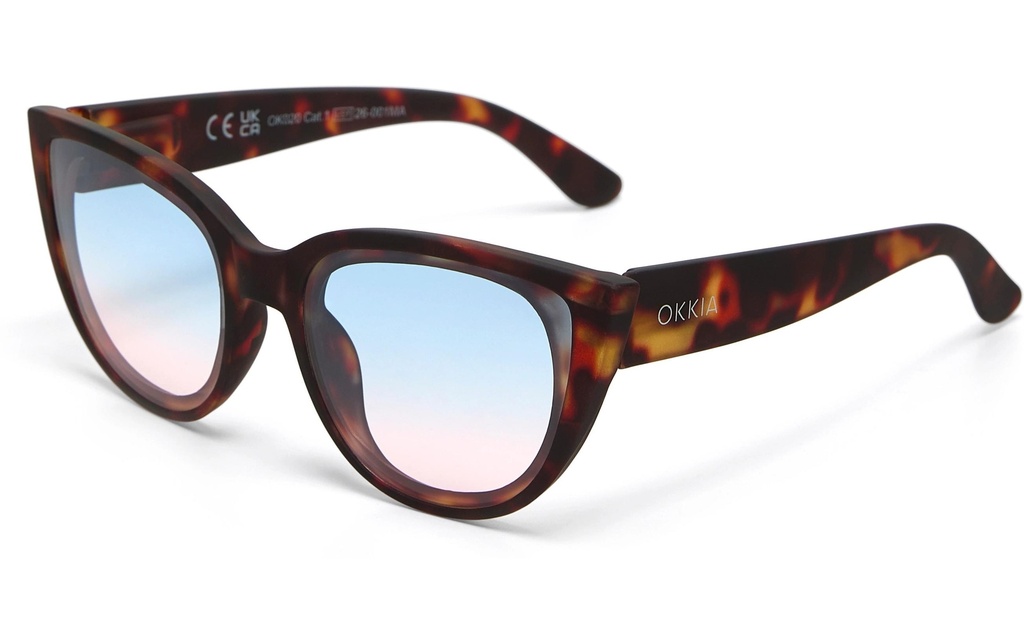 OKKIA Lunettes de soleil Silvia Classic Havana, Lentille bleue rose