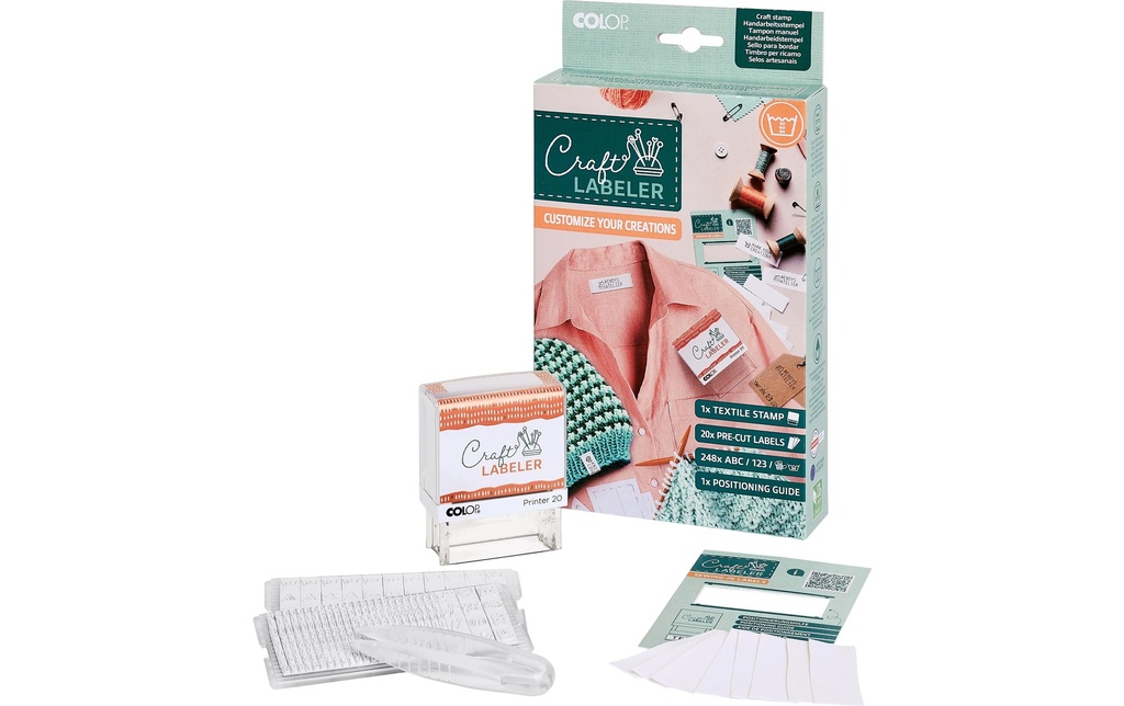 Colop Étiquettes textiles Craft Printer avec 2 jeux de lettres