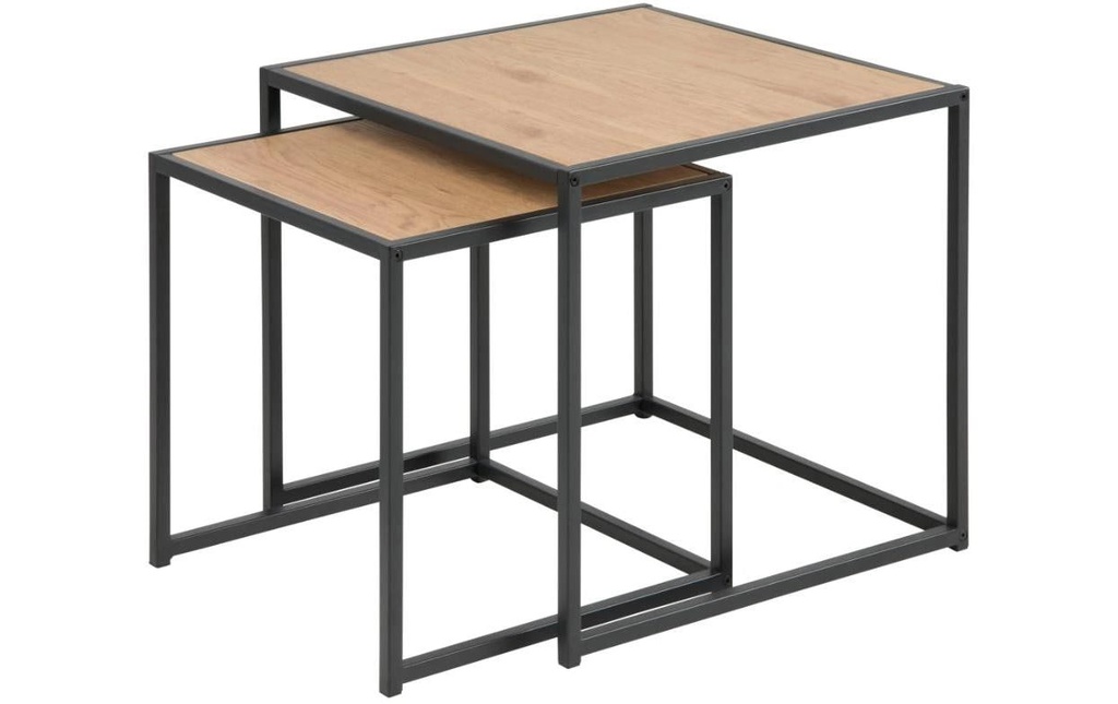 AC Design Table basse Seaford 2 pièces, Noir/Nature