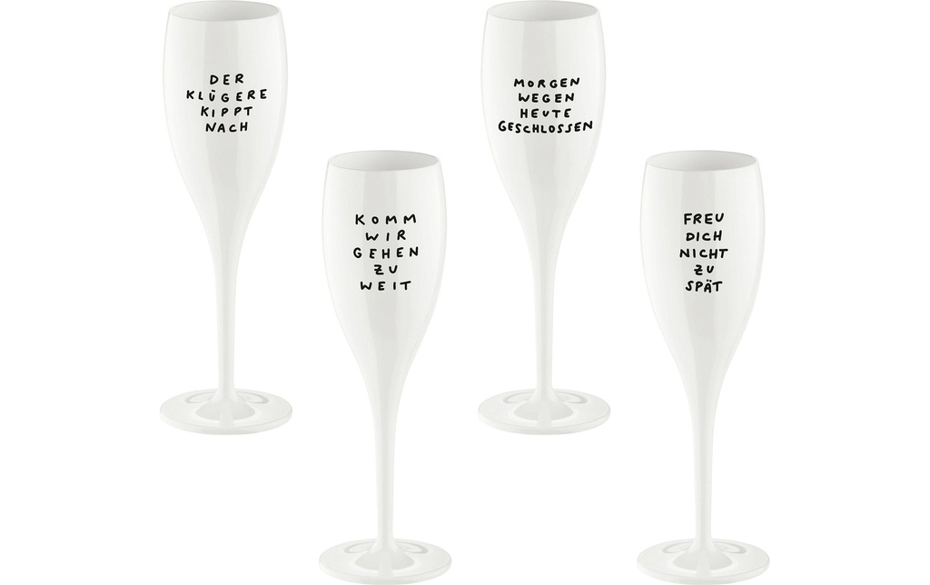 Koziol Verre à champagne Prêt à dire 100 ml, 4 Pièce/s, Blanc